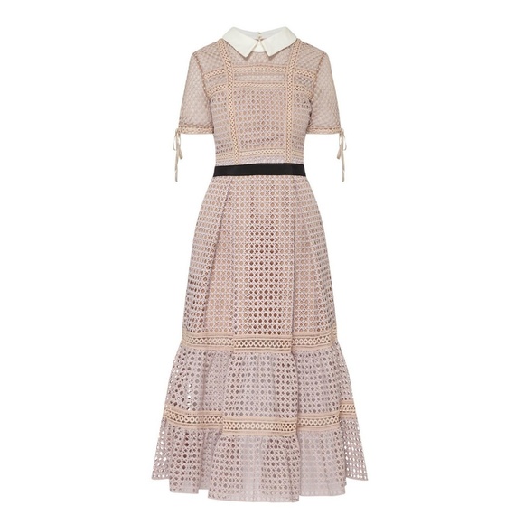 self portrait crosshatch midi dress